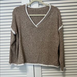 Cozy V‑Neck Sweater with Contrast Trim